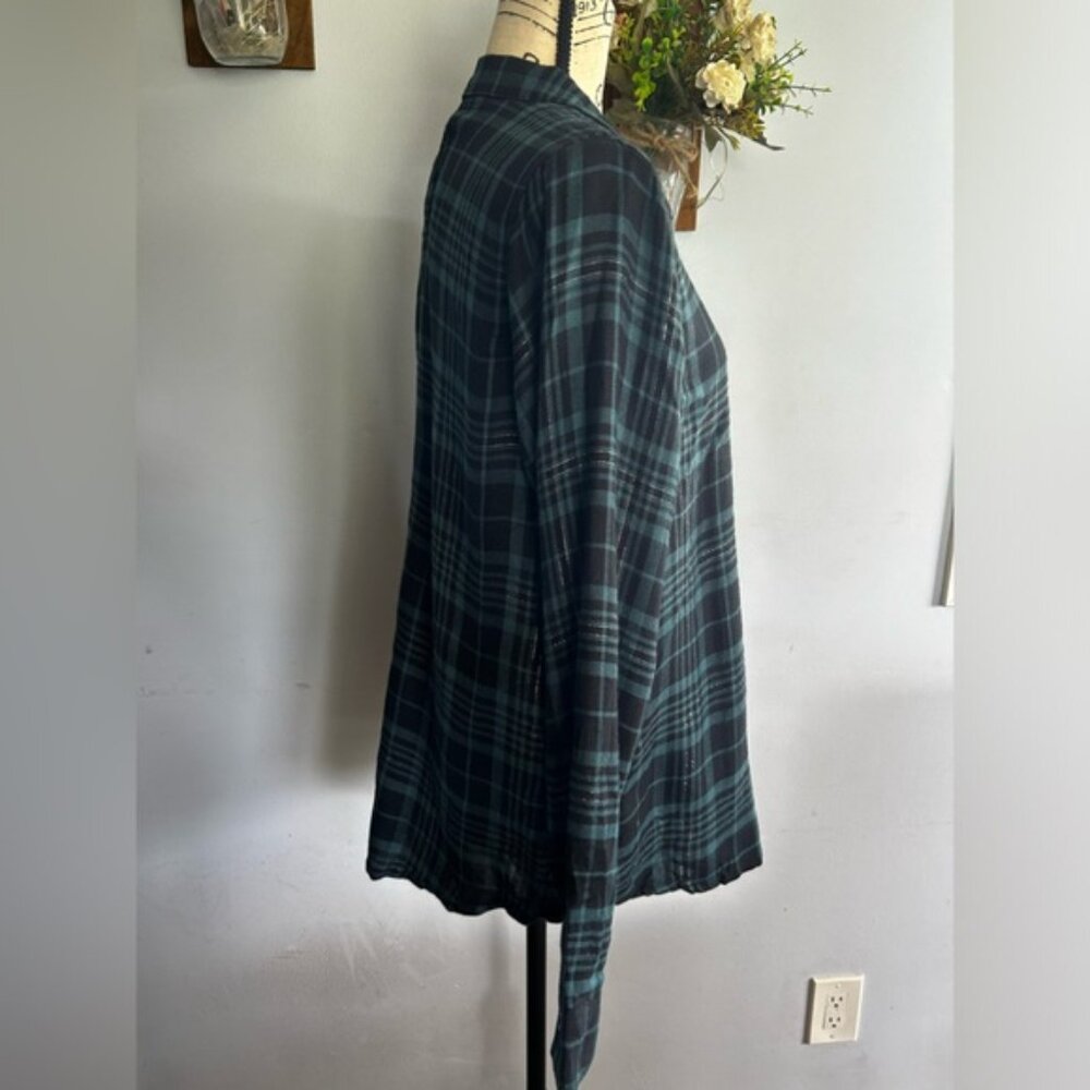 Thread And Supply Button Down Blouse Plaid Metall… - image 3